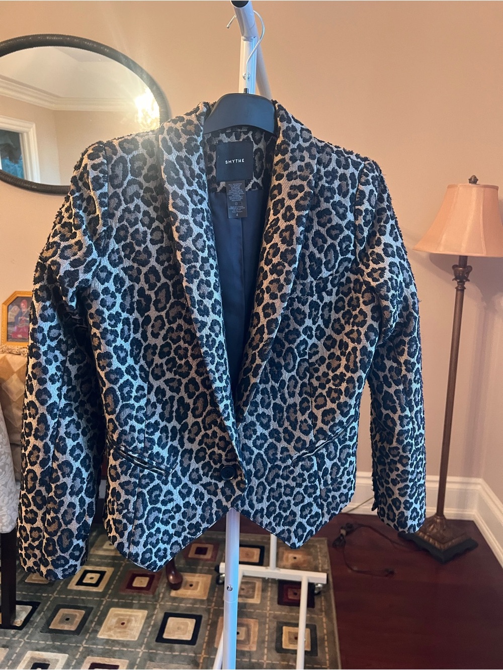 Smythe Leopard-Print Blazer in Black & Tan